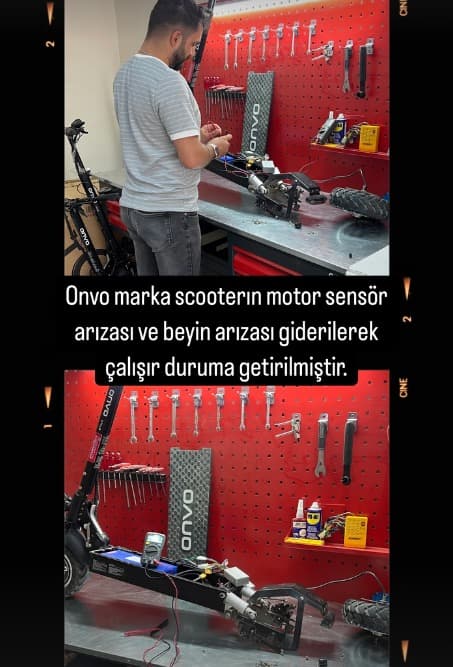 E-scooter LCD ekran ve aksesuar montajı